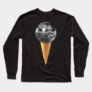 Silver Disco Ball Ice Cream Cone Long Sleeve T-Shirt